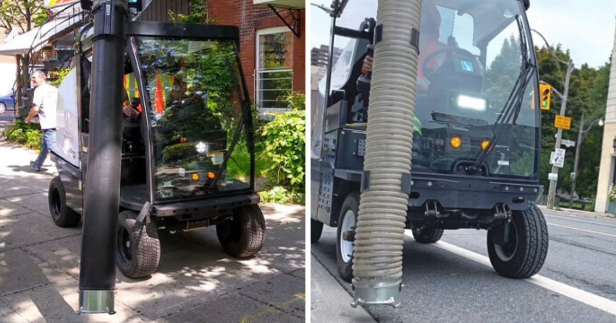 Madvac LR50 parking lot sweeper in use