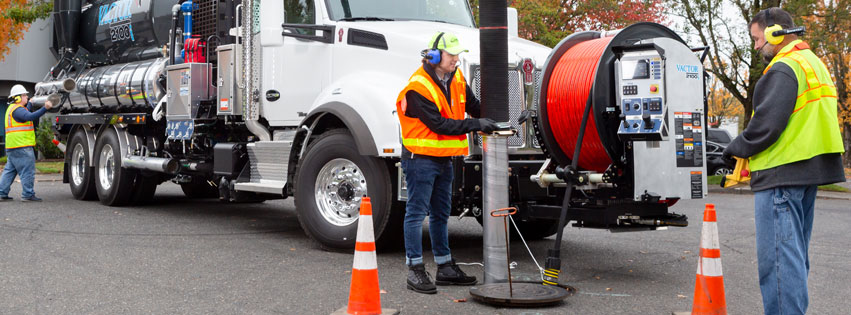 Sonetics wireless communications being used by a sewer cleaning team