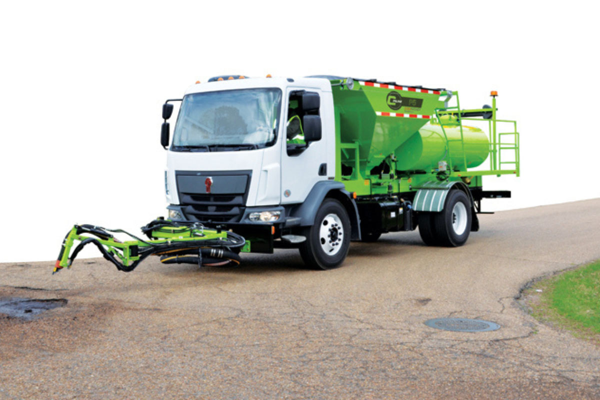 Cimline asphalt patcher used for durable hot mix pothole repair
